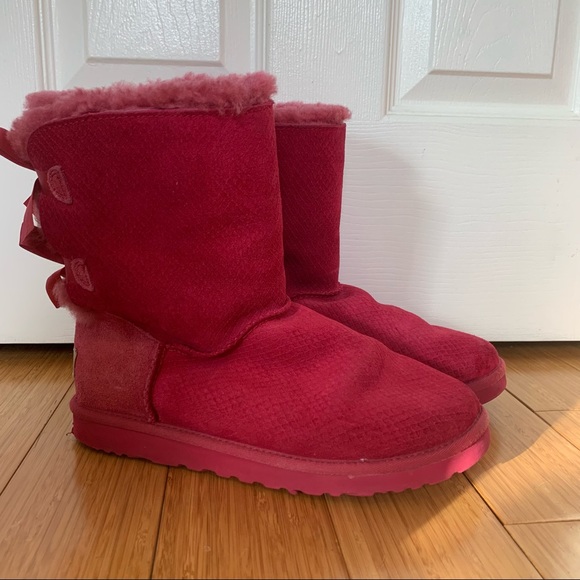 UGG Bailey Bow Boots Pink Snakeskin - Picture 3 of 12